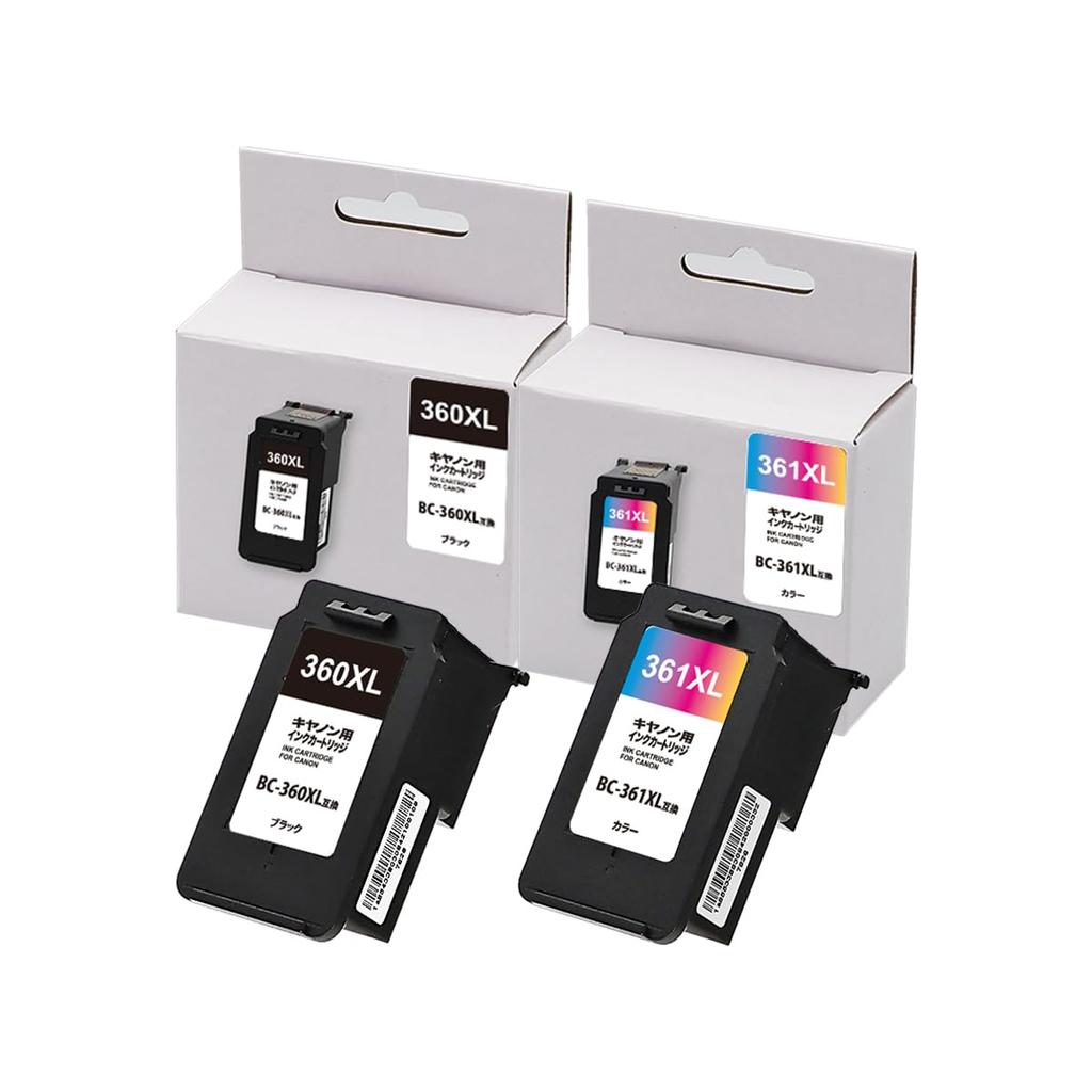 Compatible Canon and Ink Cartridges Black and with Ink Level Display for PIXMA BC-360XL BC-361XL (2-Pack) - Tri-Color, High-Yield, TS5430/TS5330
