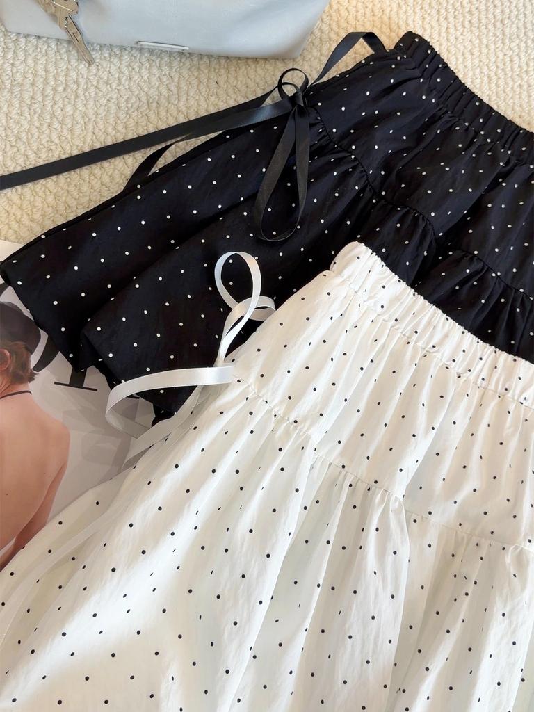 Women's 2026 Summer High-Waisted Polka Dot Anti-Exposure Slim Skirt