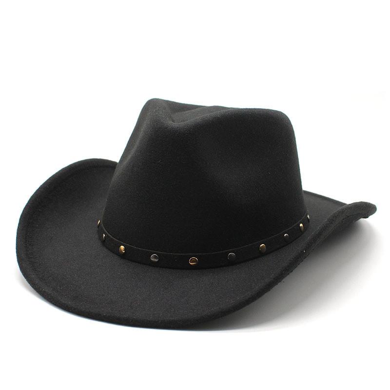Cowboy Western Hat For Men Women Wool Felt Sun Protection Winter Tea Party Accessory