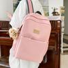 Women Solid Color Backpack Large Capacity Student Schoolbag Computer Backpack