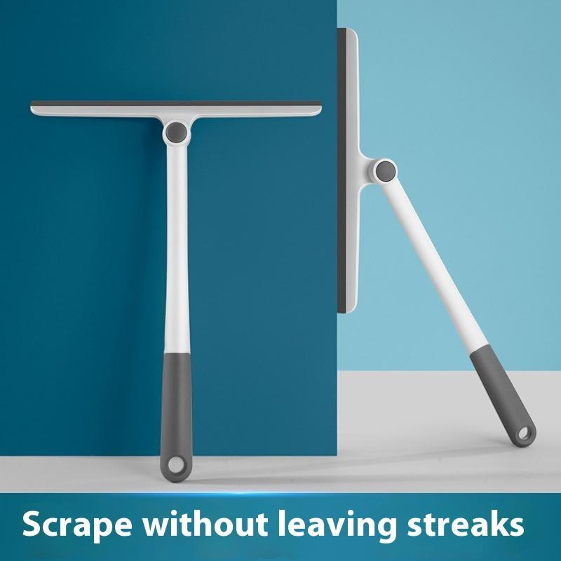 360 Degree Rotatable Shower Squeegee Glass Wiper Scraper Squeegee Cleaner With Silicone Holder Bathroom Mirror Scraper Cleaning