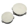 2PCS Wooden Hand Drum Double Row Metal Jingle Bells Sheepskin Percussion Tambourine 6in 8in