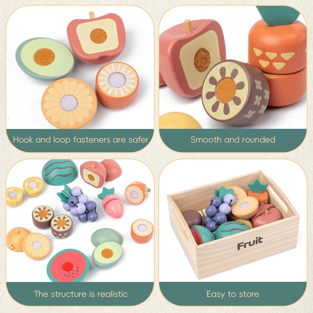 Wooden Pretend Play Kitchen Toys Cutting Food Accessories Set Fruit Vegetable Bakery Meat Fish Early Educational Cognition Toys
