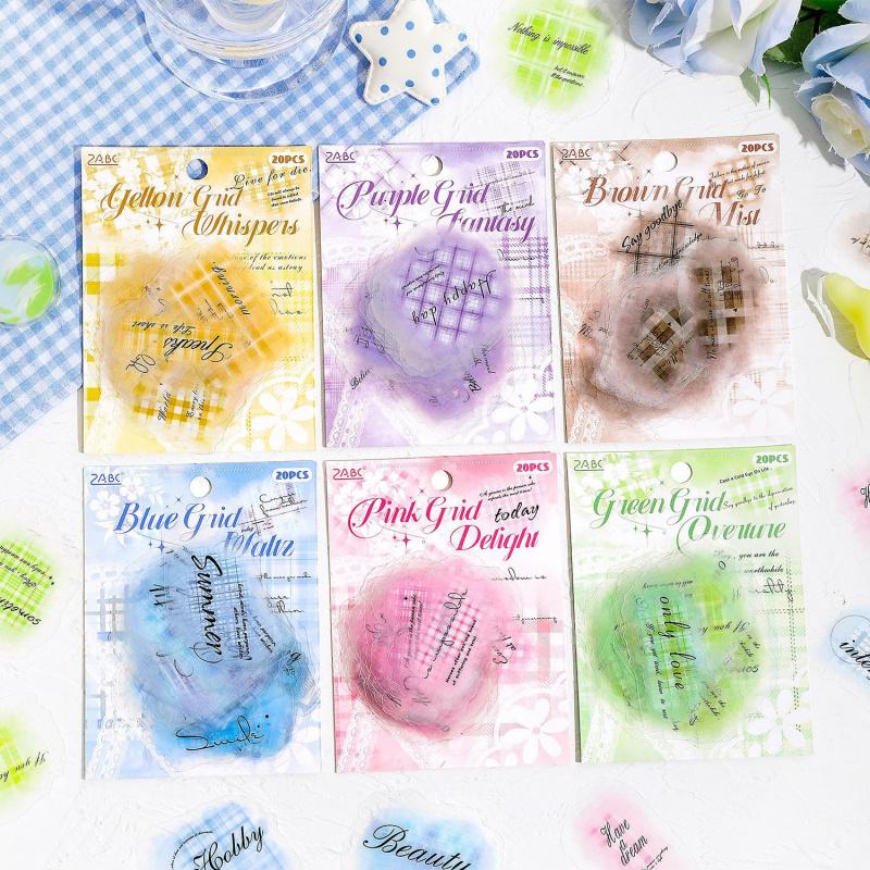 20 Sheets Creative Gradient Smudge Text Stickers Vintage Scrapbooking Journal DIY Decorative Stickers Craft Supplies