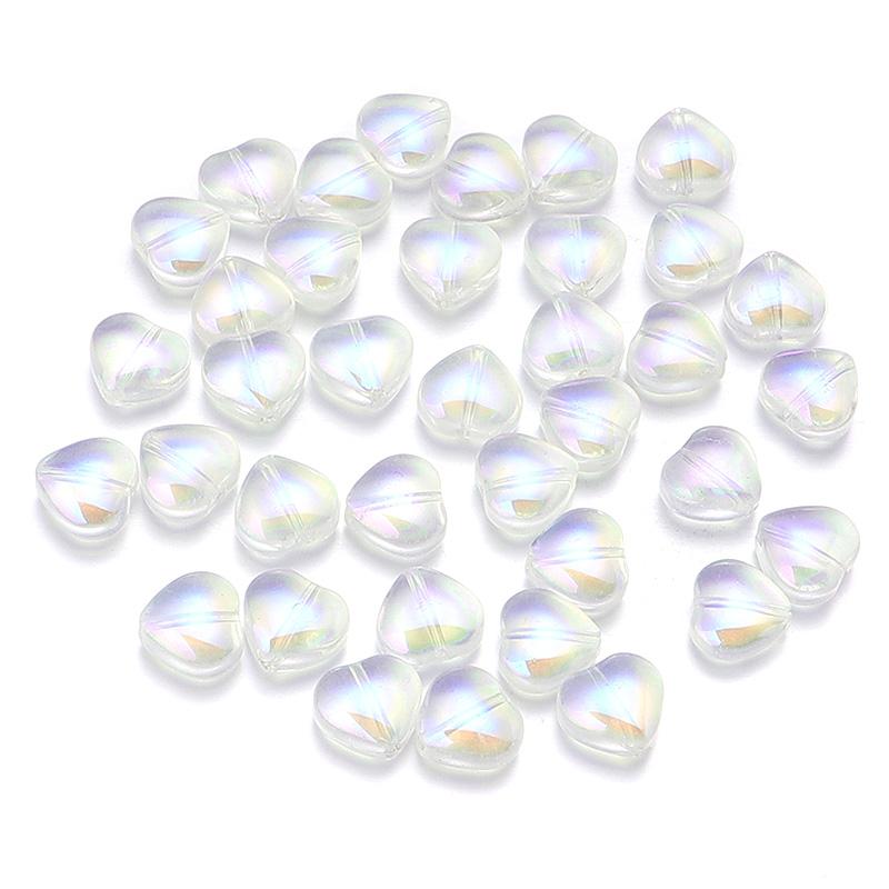 30 шт. 10 мм Чешский Лэмпворк Хрустальное Сердце Разделительные Бусины Плоские Рассыпные Цветные Бусины Для DIY Браслета Изготовления Украшений Аксессуары белый