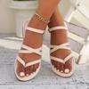 New large-size women's shoes with toe buckle flat bottom cross belt beach women's shoes nal