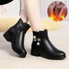 Bottes d'hiver en cuir pour femmes, bottes de neige en cuir doublées de laine épaisse, chaussures d'hiver pour femmes de grande taille