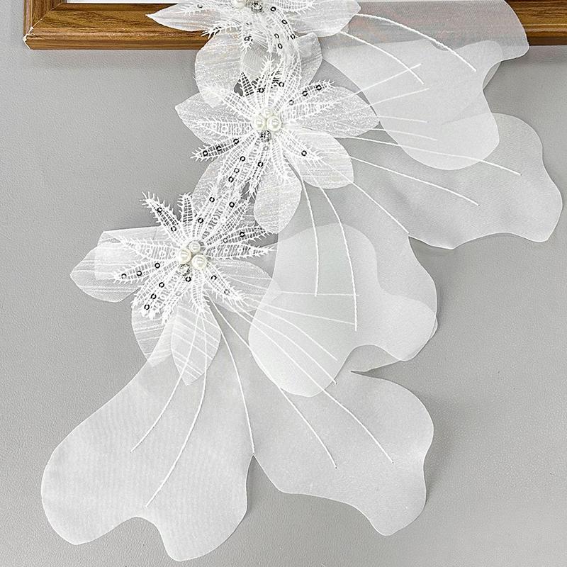 Handmade Rhinestone Decorative Organza Sewing Supplies Patch Applique Fashion Accessories Sequin Stereoscopic 2 Colors