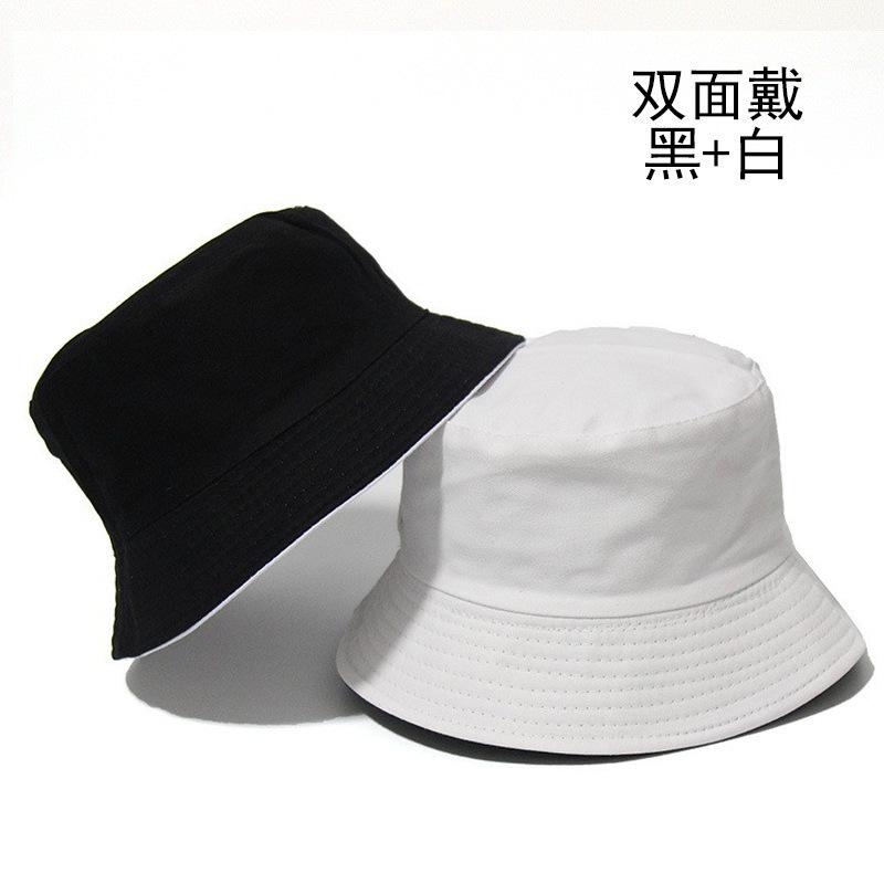 Double-sided bucket hat men's simple casual versatile basin hat women's solid color light board sun hat couple hat tide