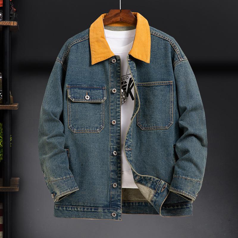 

LEE 2025 Color Block Men’s Retro Denim Jacket - Loose Fit, Trendy, Slightly Wide 4XL