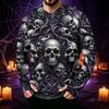 Men's Long Sleeve Hoodie Halloween Print Lightweight Pullover for Casual Wear