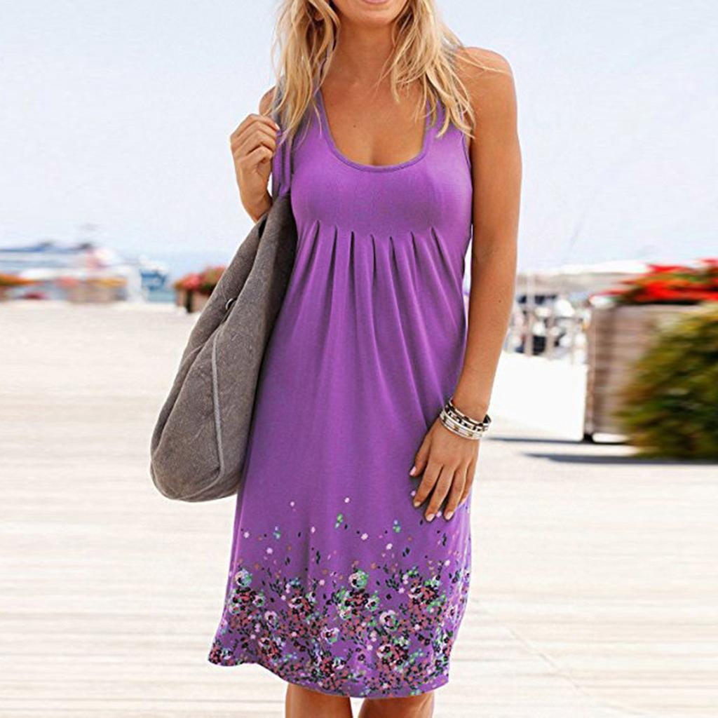 Women Summer Sleeveless Evening Party Beach Dress Short Dress