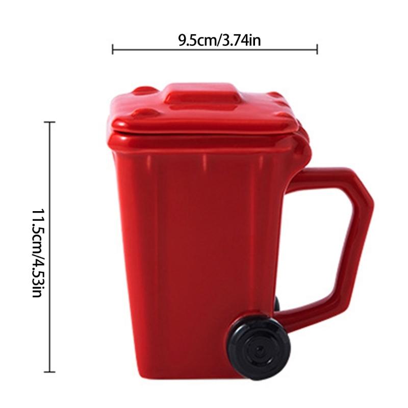 3D Trash Can Design Ceramic Coffee Mugs 400ml Creative Kitchen Cup Garbage Can Shape Mugs For Home Office Gift