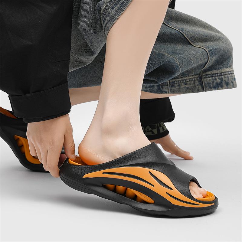 Sports slippers summer bathroom bath leaking two-color one-word outdoor beach mop soft bottom