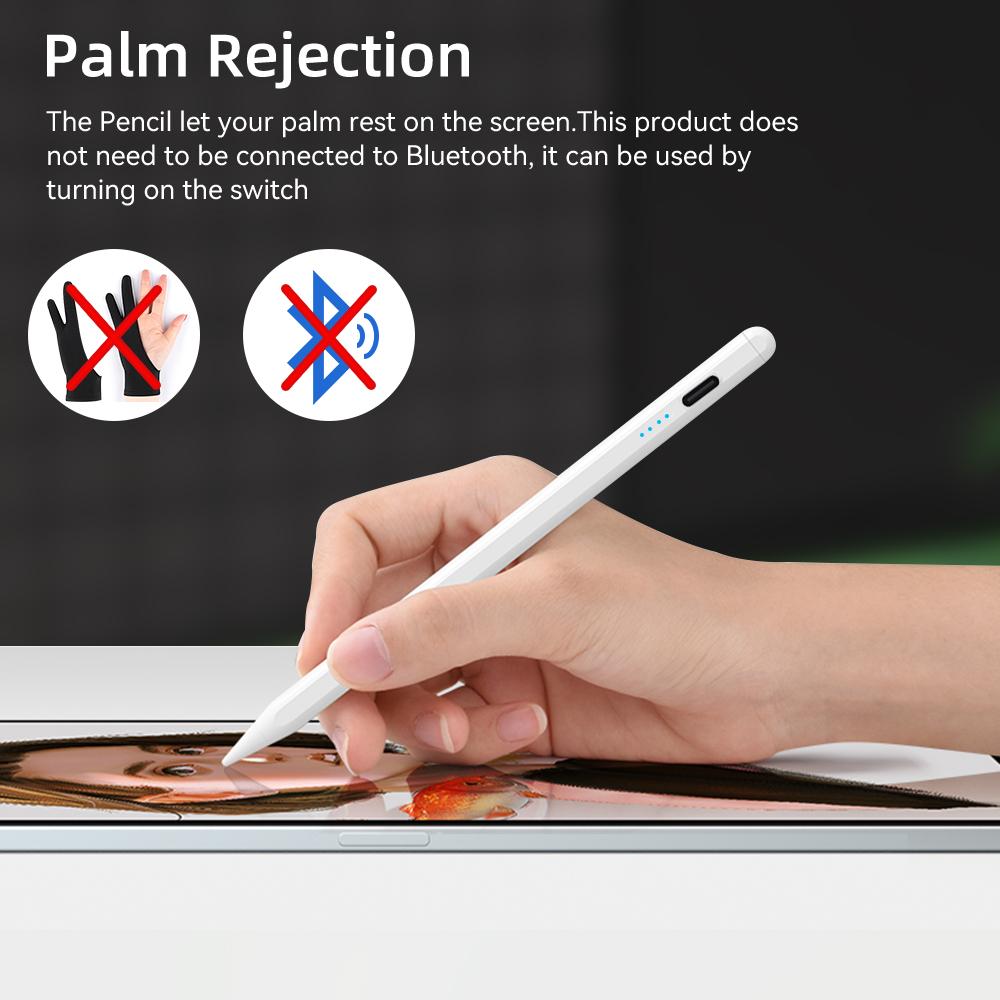 Active Capacitive Stylus Pencil Pen with Palm Rejection Tilt with Power Display for 2018-2023 iPad