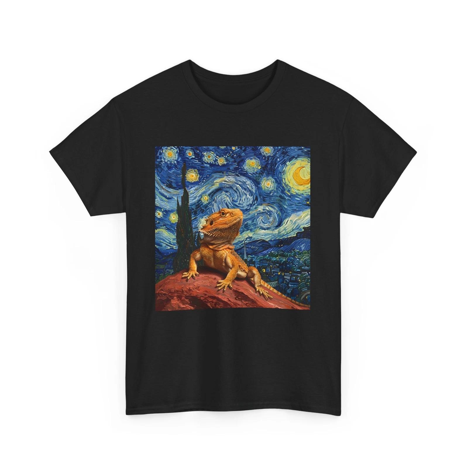 TINY DINOSAUR STARRY NIGHT T-SHIRT | Starry Night Van Gogh Inspired Tee L
