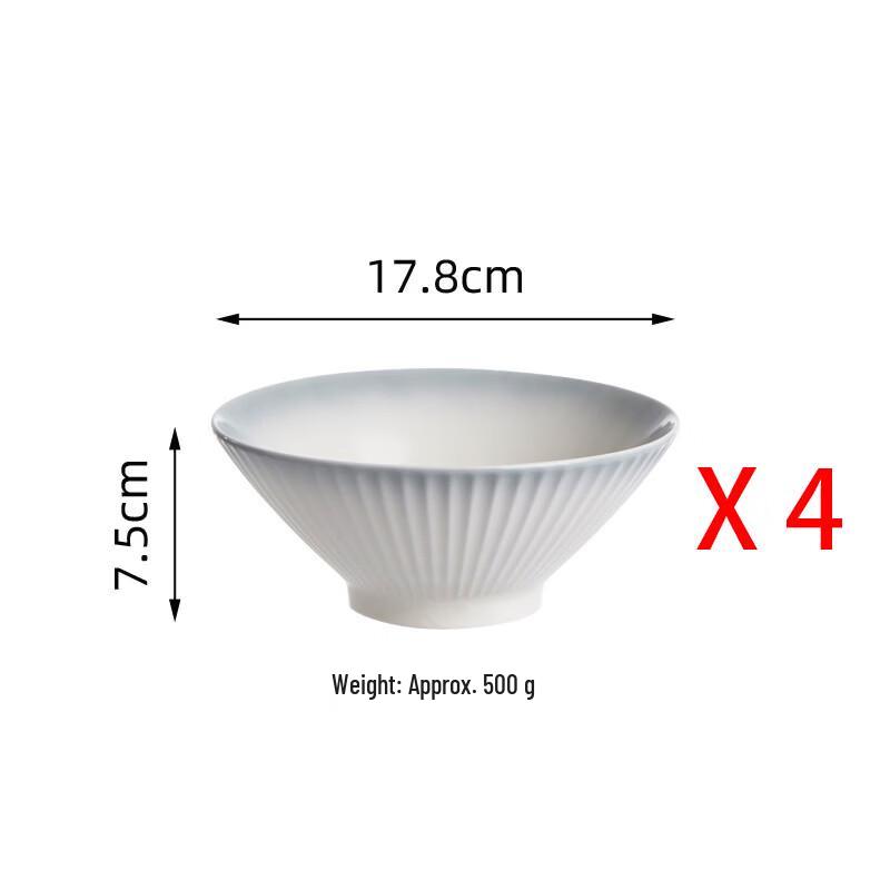

Ru Han Japanese Style Gradient Grey Bone China Ramen Bowl Set (4-Pack)