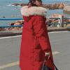 Red Down Cotton Jacket Women's Winter Mid To Long Loose and Thick Jacket