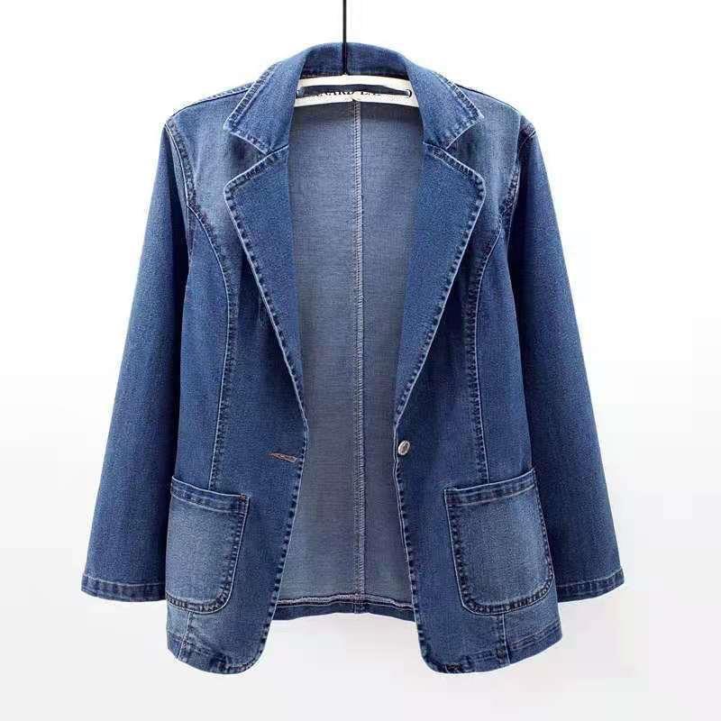 Frühling Herbst Anzug Jeansjacke Damen Casual Anzüge Jacken Cardigan Oberbekleidung A Knopf Damen Basic Mantel Blazer 4XL