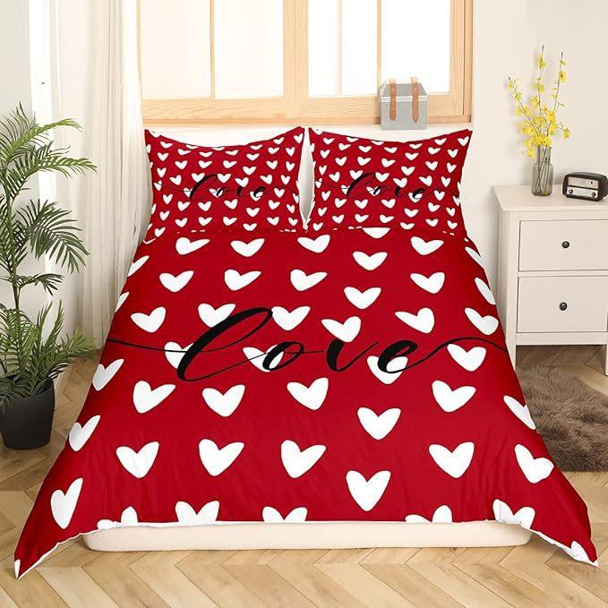 3D Valentine's Day Duvet Cover 2/3 Pieces Romantic Love Bedding Set King/Queen Bed Full Size Luxury Duvet Cover Love Couple Cover