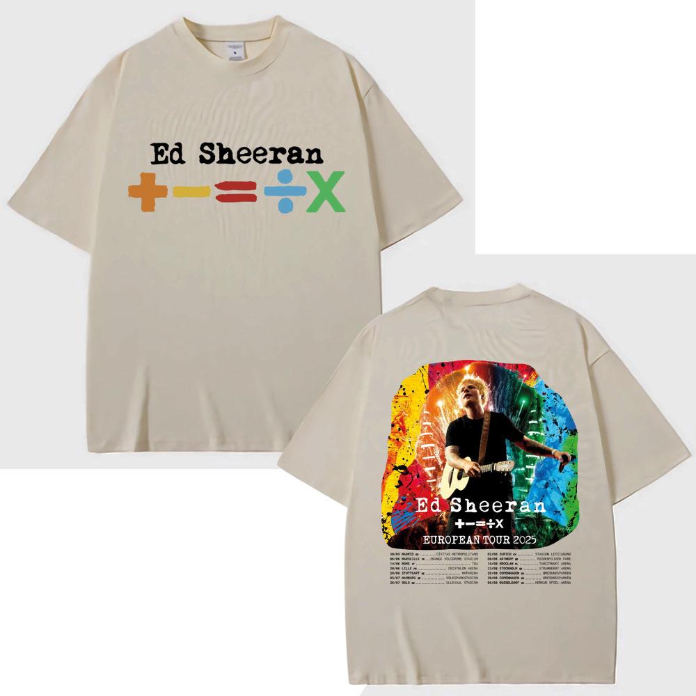 Ed Sheeran European Concert Tour 2025 T Shirt Men Women Fashion Vintage Summer T-shirts 100% Cotton Casual Oversized Tee Shirt