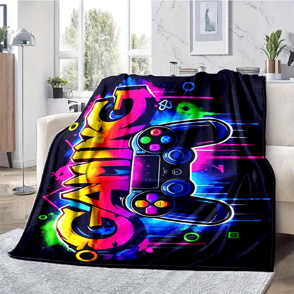 Game Controller Theme Printed Blanket - Perfect for Couch, Bed, Travel & Outdoor Use | Machine Washable, Cozy & Durable.