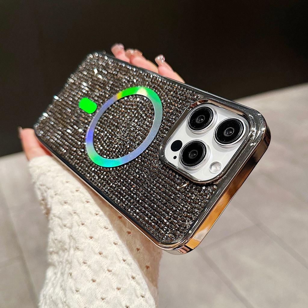 Luxurious Water Diamond Magnetic Attraction Apple 14/15 Thousand-diamond Glitter Protective Case Suitable for IPhone16Promax Phone Case