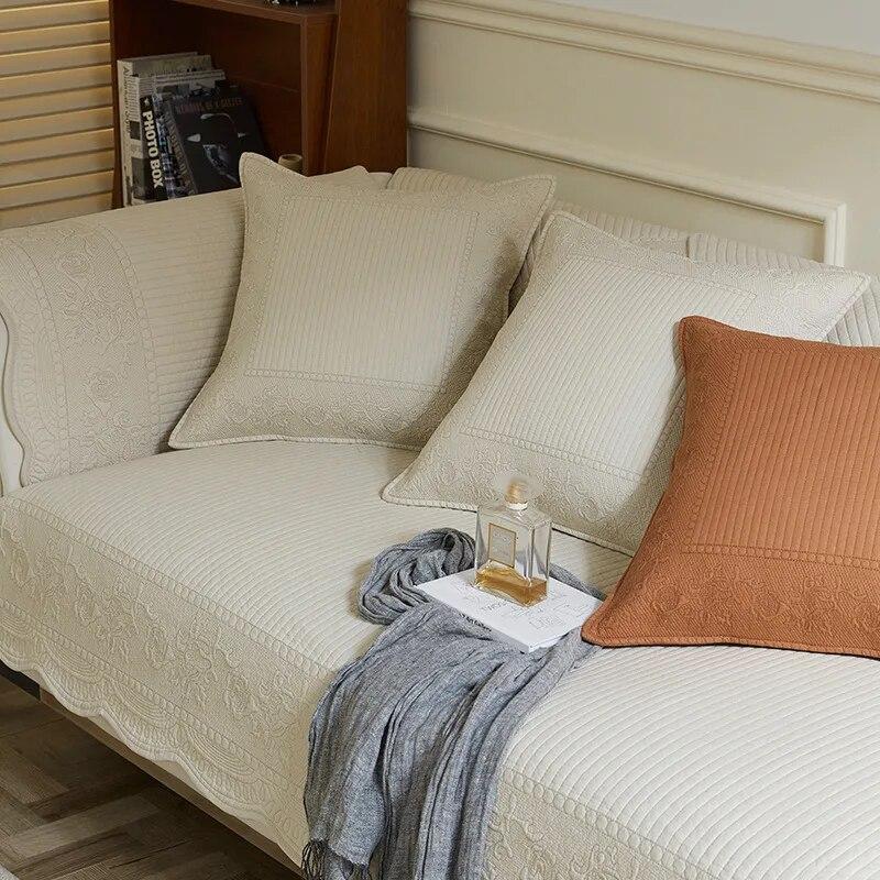 

Вышитая хлопковая подушка для дивана, универсальная нескользящая хлопковая ткань на четыре сезона, чехол для дивана для гостиной 70x70cm 1pcs