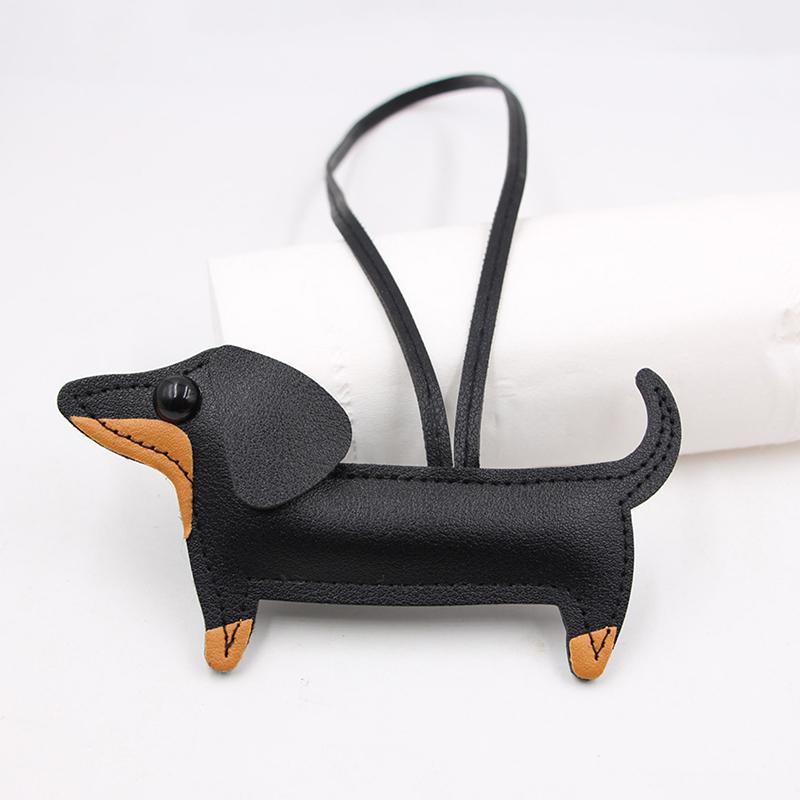Dachshund Dog Keychain Pu Leather Dog Keychains For Women Bag Pendant Jewelry Trinket Key Ring Key Holder Gift