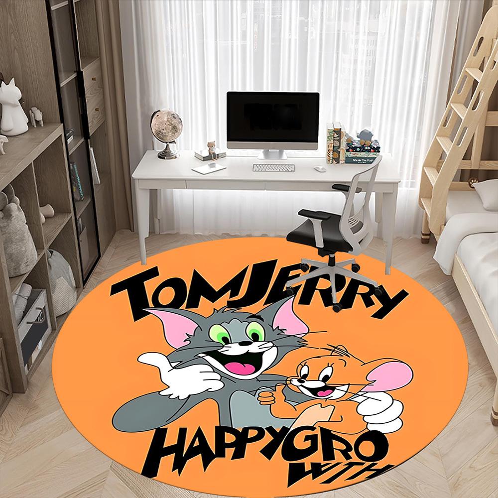 1pc Tom Jerry Office Round Area Rug, Bedroom Living Room Home Decor, Room Deco, Offic a1016088