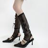 Summer Mesh Thin Transparent Leg Warmers Foot Cover Knee Socks Bandage Bow Leg Warmers Solid Color Black White Socks Stockings