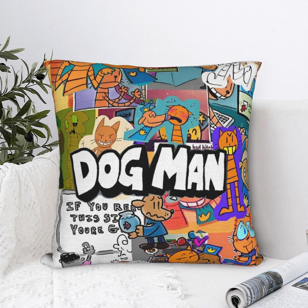 Dog Man Dogman Movie Comic Square Pillow Cases Cartoon Cushion Cover Creative Zippered Decorative Pillowcase for Sofa 40x40cm