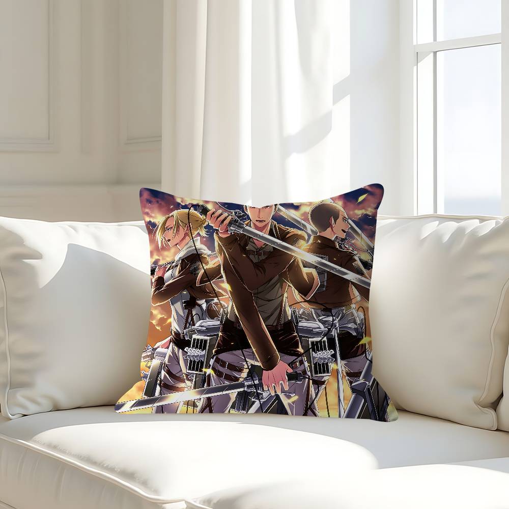 Anime Attack ON Titan Kuddfodral Avtagbart Tvättbart Kuddfodral – Mjukt Linne för Alla Årstider