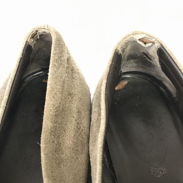 TOD'S Suede Leather Tassel Loafers Mackay Construction Men's 25.0 Beige Slip-On(USED)