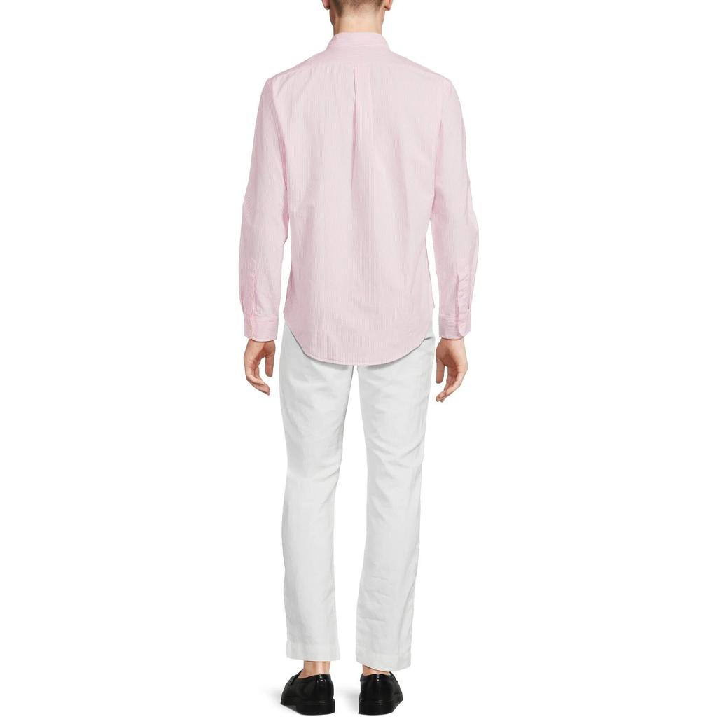 Chemise Homme Polo Ralph Lauren Manches Longues Coupe Cintrée Logo Brodé Rose 710953704-001