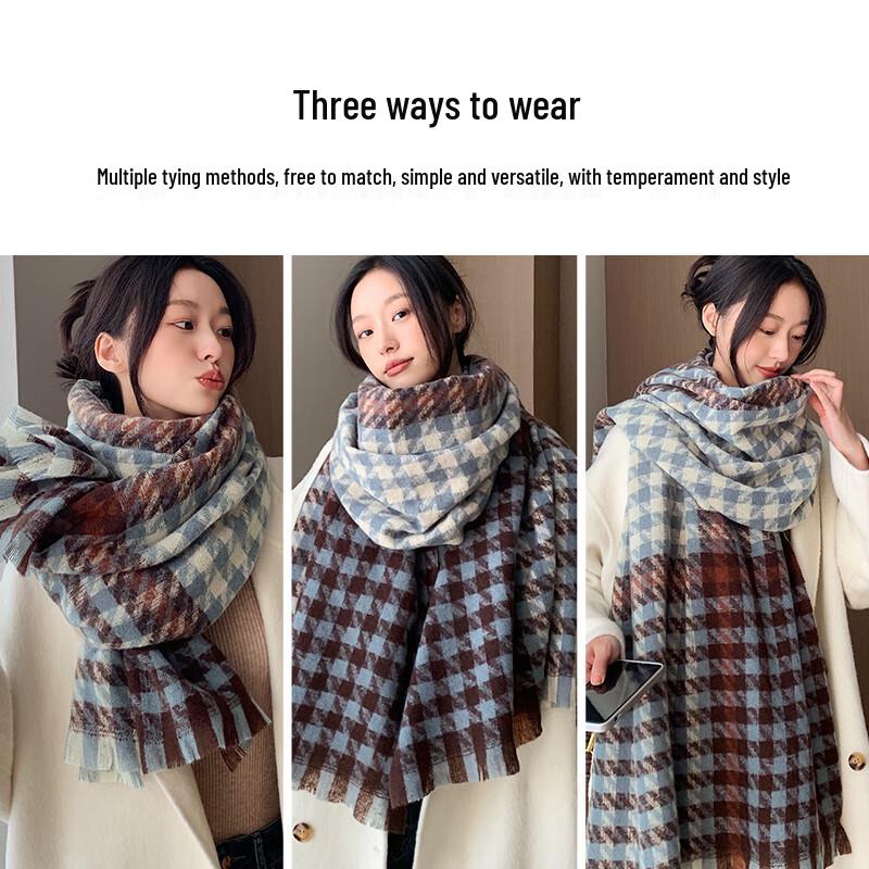 FitonTon Women's Plaid Winter Scarf and Shawl