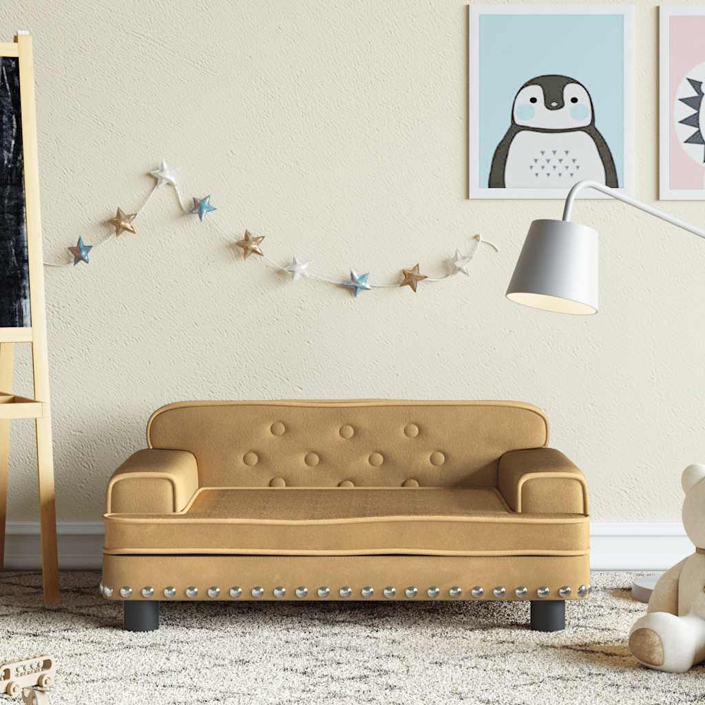 Kids  Sofa Brown 70x45x30 cm Velvet