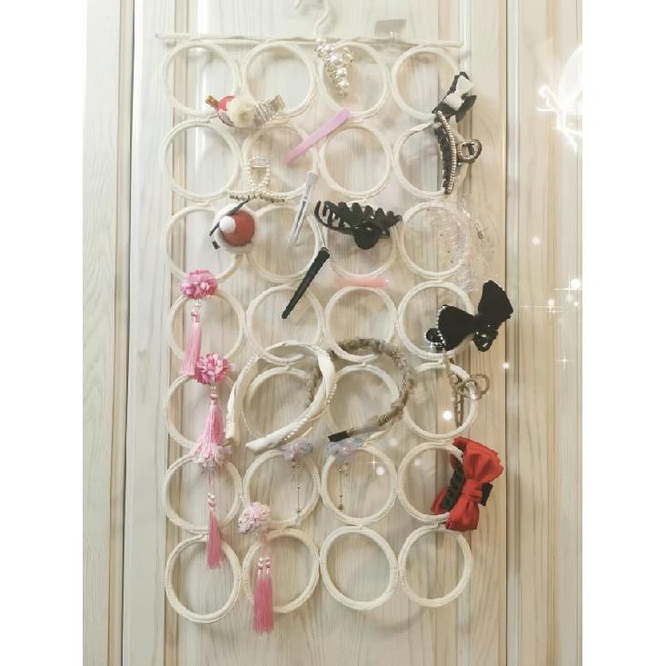 Scarf Ring Hanger, Ties Organizer Rack 28.25", Closet Organizer, Space Saving Hanger for Scarves, Belts, Tank Tops, Accessories - 18 Large Rings