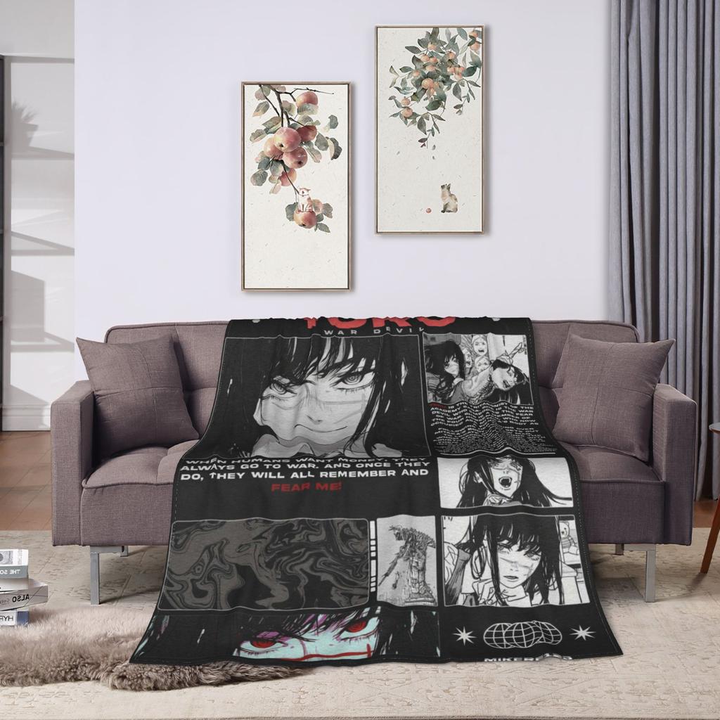 Yoru Chainsaw Man Japanese Manga Blankets Soft Pattern Plush Throw Blanket For Girls Boys Outdoor Flannel Bedspread Bed Cover