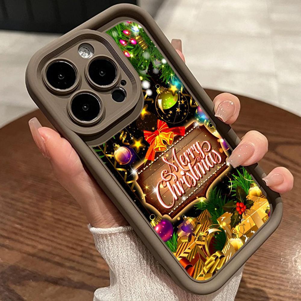 Ae113 Crăciun Fericit artă Moș Crăciun artă design Huse de telefon pentru iPhone 16 14 13 11 Pro Max 15 7 8 Plus 12 mini XR XS Max Husă de protecție pentru scară de înger