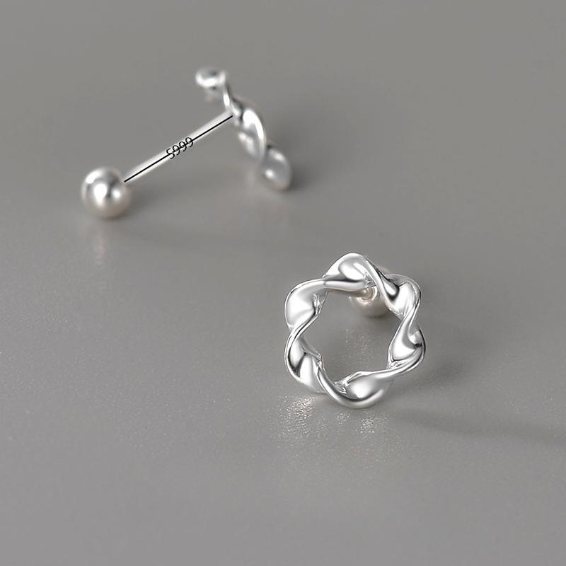 

Серьги-гвоздики из стерлингового серебра 925 пробы с круглыми винтами и геометрическим узором, классические женские ювелирные украшения в стиле минимализма