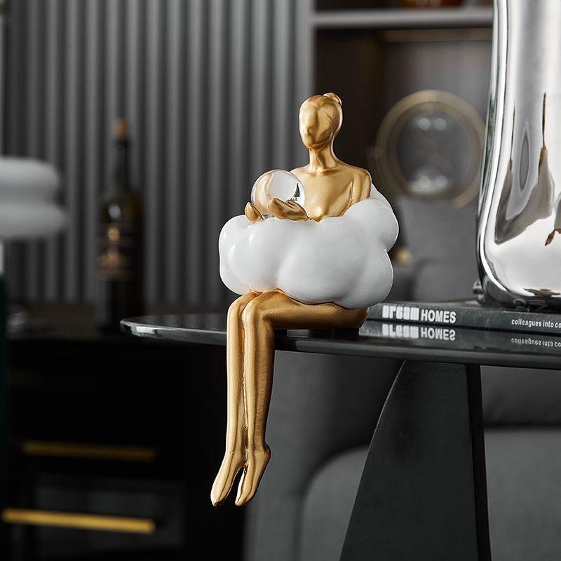 Abstract Cloud Ballet Girl Desk Figurine Ornament – Creative Home & Study Decoration