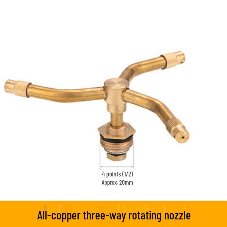 All-Copper 360° Rotating 4-Point Atomizing Lawn Sprinkler for Irrigation & Cooling