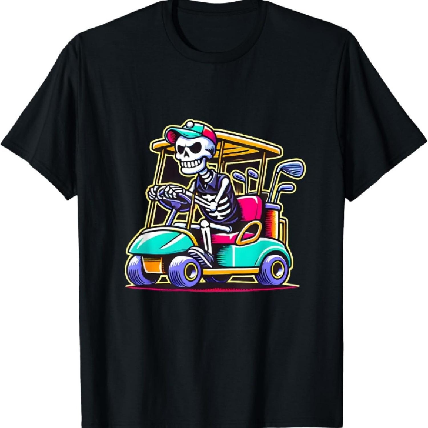 

Halloween Skeleton Golf Cart Golfer T-Shirt XXXXXL чёрный