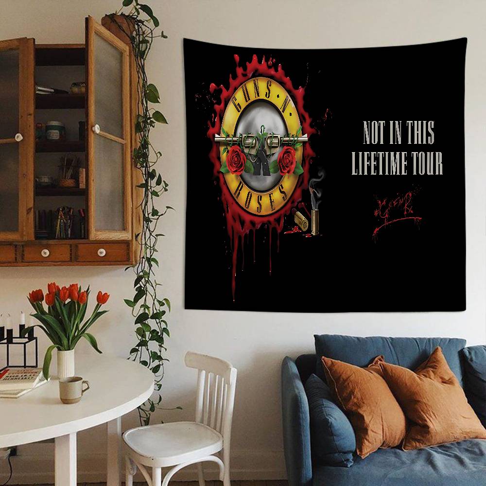 Rock Music Band GGuns N Roses Printed Large Wall Tapestry Hanging Tarot Hippie Wall Rugs Dorm Cheap Hippie Wall Hanging