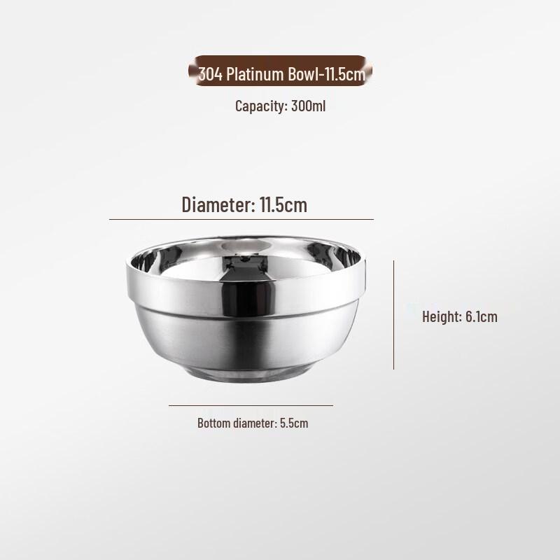 304 Stainless Steel Double-Layer Rice Bowl