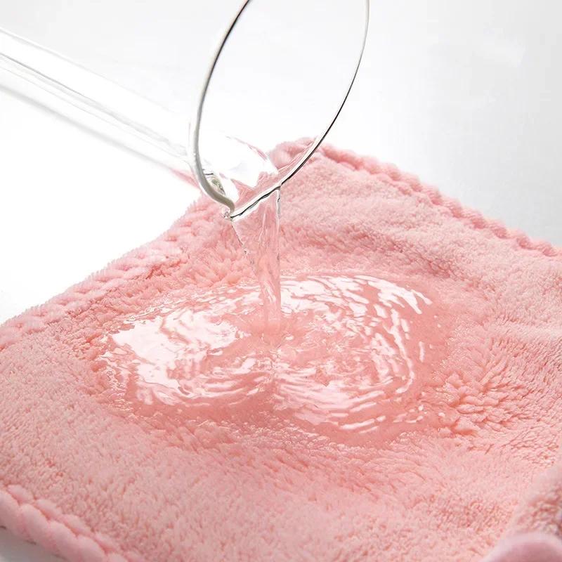 Hand towel household cute absorbent kitchen towel lazy rag wipe towel solid color children's hand