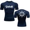 Men Sport T-shirt Quick Dry Bodybuilding Running Shirt Compression Top Gym Fitness Stretchy Sweat Absorbing Tight Fit Fitness Moisture-Wicking Tight