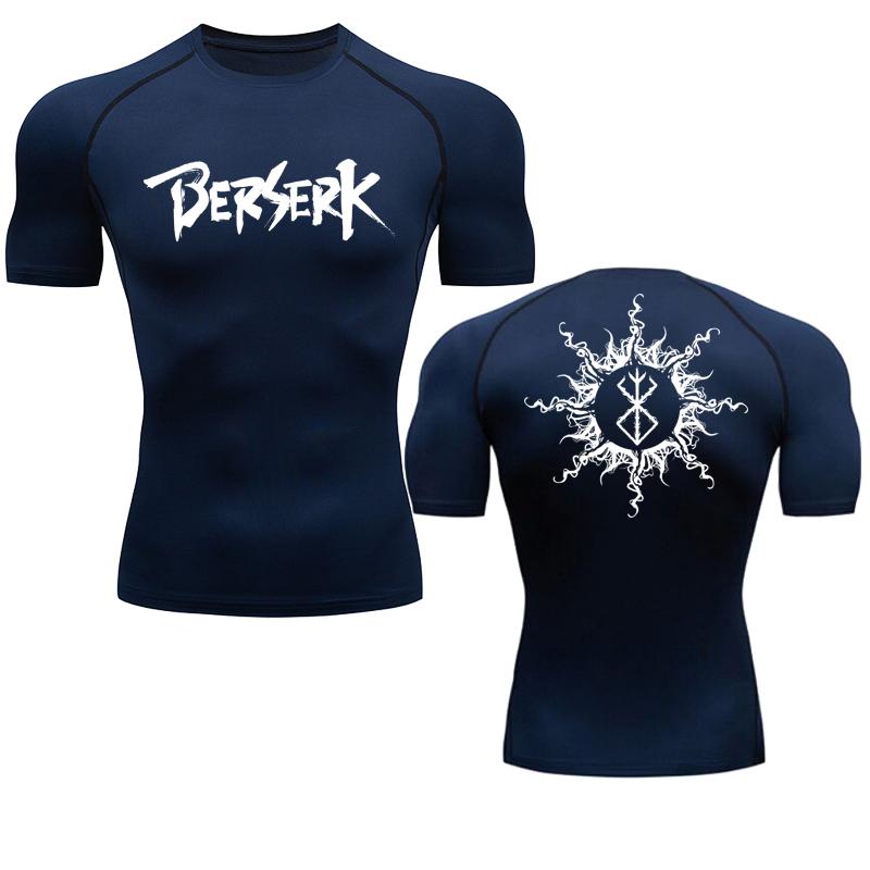 Men Sport T-shirt Quick Dry Bodybuilding Running Shirt Compression Top Gym Fitness Stretchy Sweat Absorbing Tight Fit Fitness Moisture-Wicking Tight