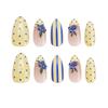 Le Fan Meijia 3D Blueberry French Wearable Almond Nails with Stripes & Polka Dots